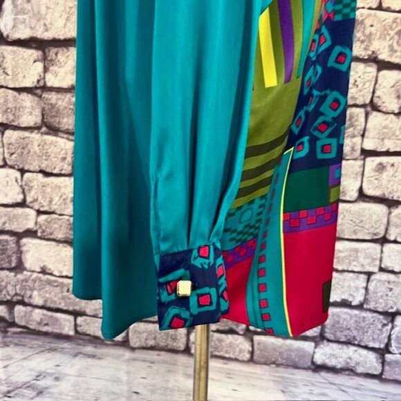 Jo Hardin Vintage Multicolored Long Sleeve Blouse Size 12 - Picture 9 of 10